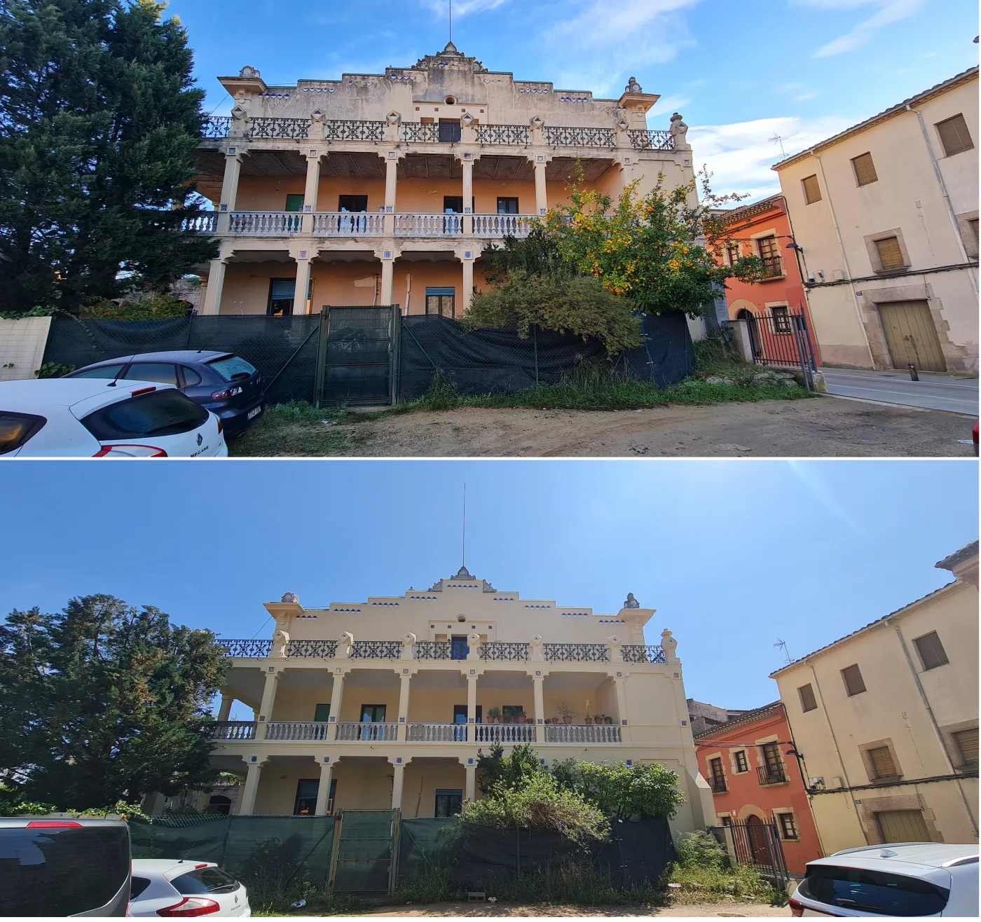 Restauración de una fachada señorial (antes y después)